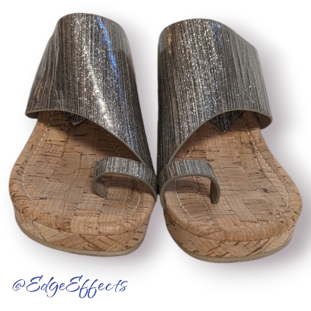 Donald J. Pliner Giles Sparkle Wedge Sandal Size 7